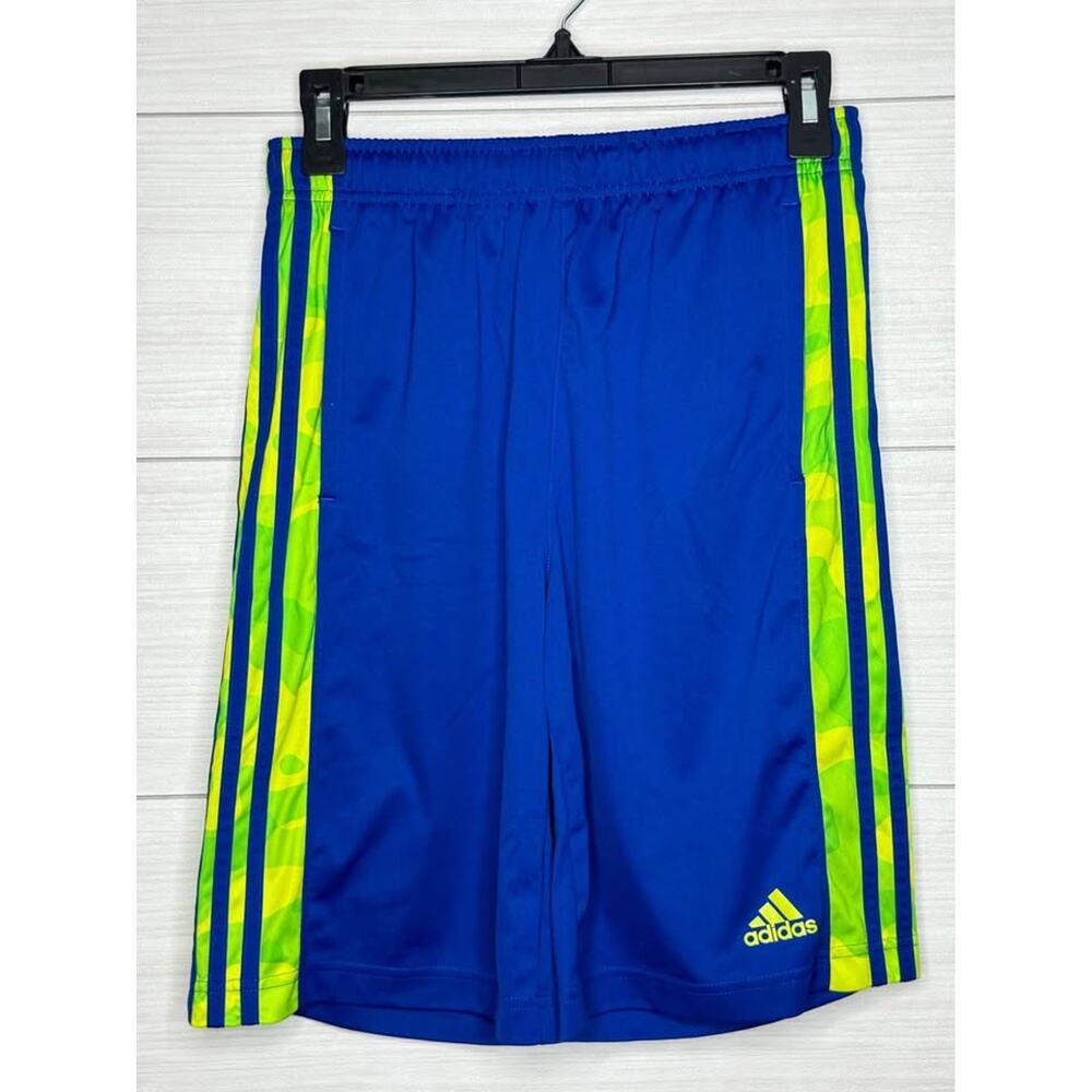 Adidas Athletic Shorts Youth Size Blue Green 3 Stripe Gym Training Size‎ L